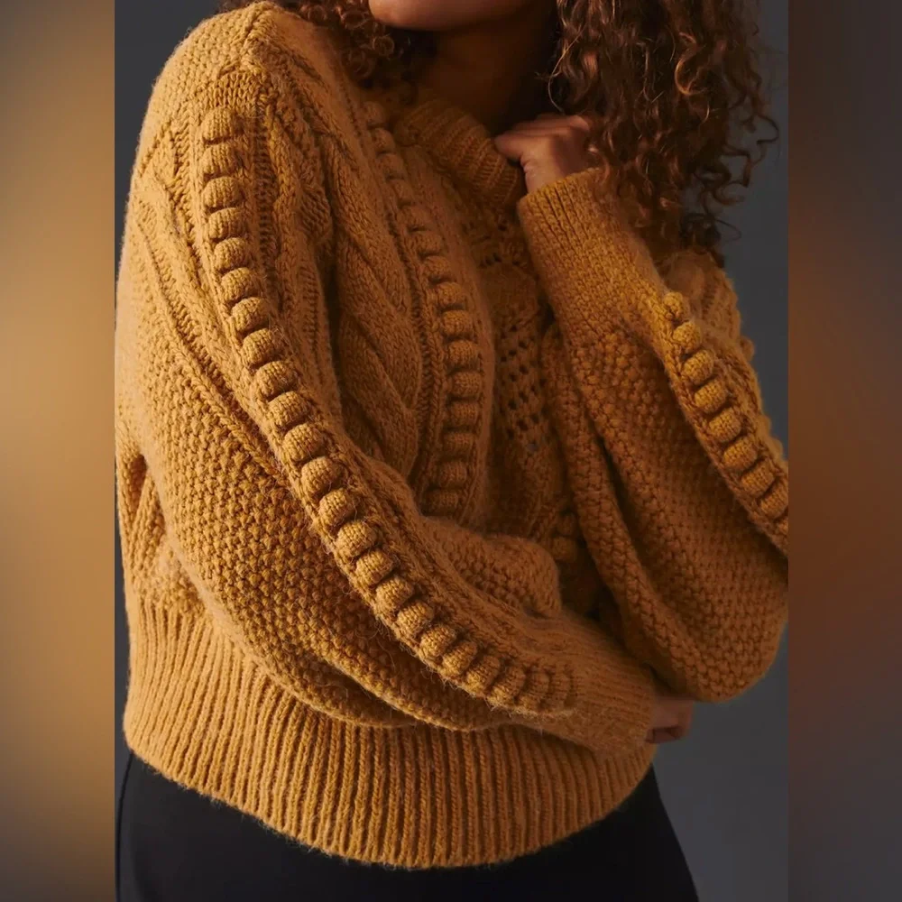 Anthropologie Cropped Cable Knit Sweater - Picture 2 of 3